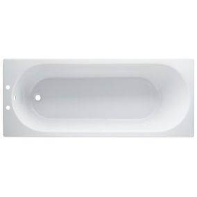 Cooke & Lewis Shaftesbury Acrylic Rectangular White Straight 2 tap hole Bath (L)1600mm (W)700mm