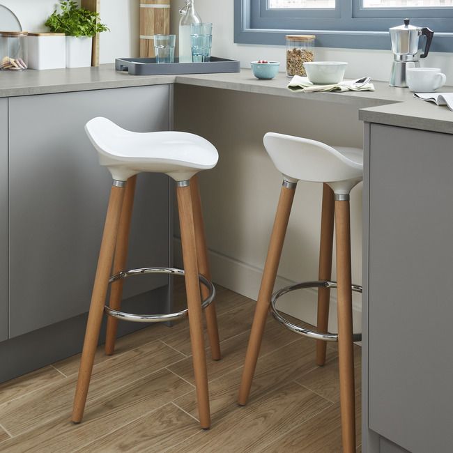 Cooke Lewis Shira White Wooden Bar stool DIY at B Q