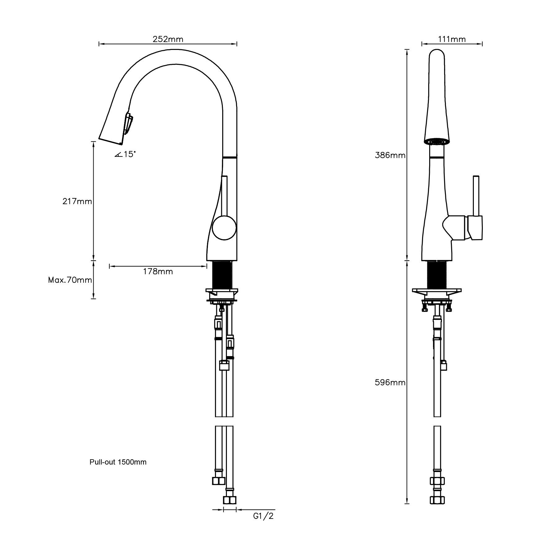 Cooke & Lewis Sissu Chrome effect Kitchen Side lever Tap
