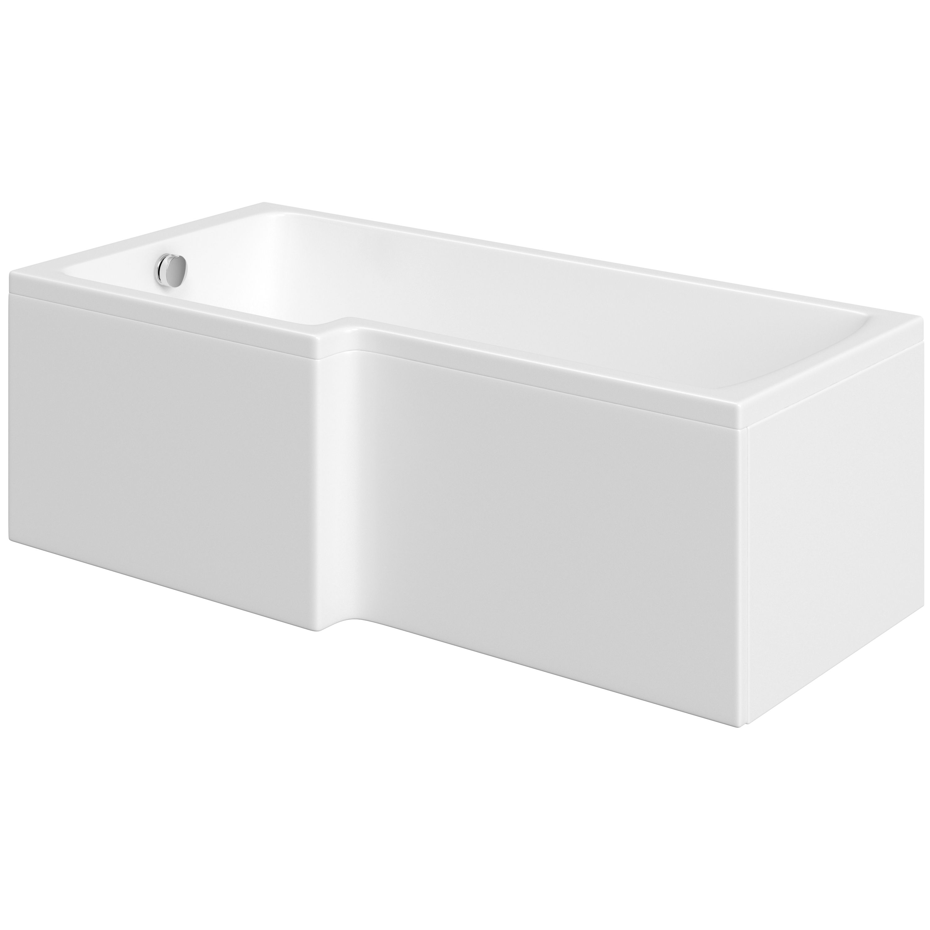 Cooke & Lewis Solarna Gloss White L-shaped Right-handed Shower Bath, panel & screen set (L)1700mm