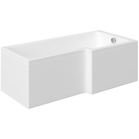 Cooke & Lewis Solarna White Acrylic L-shaped Right-handed Shower Bath (L)1700mm (W)850mm