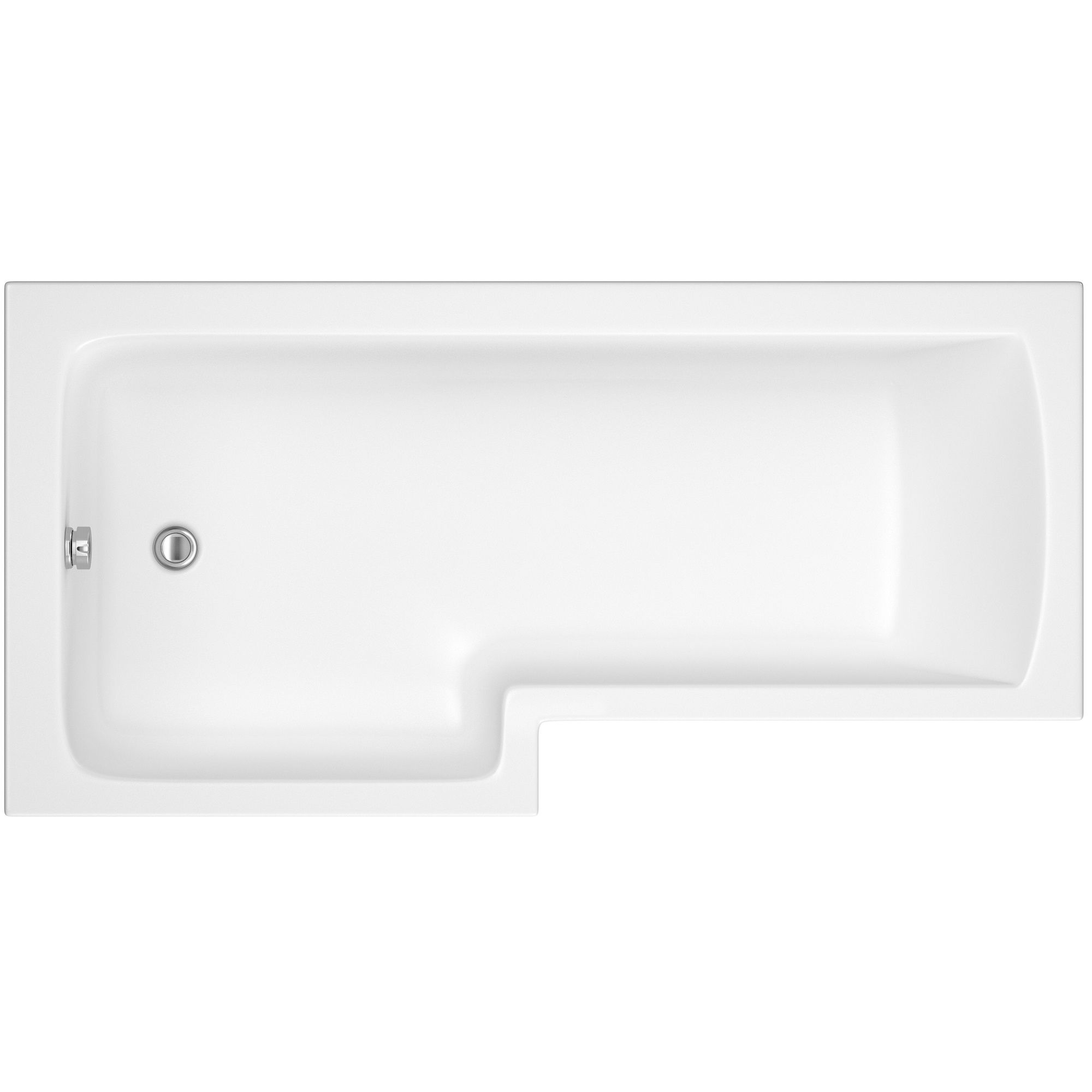 Cooke & Lewis Solarna White L-shaped Left-handed Shower Bath, panel & screen set