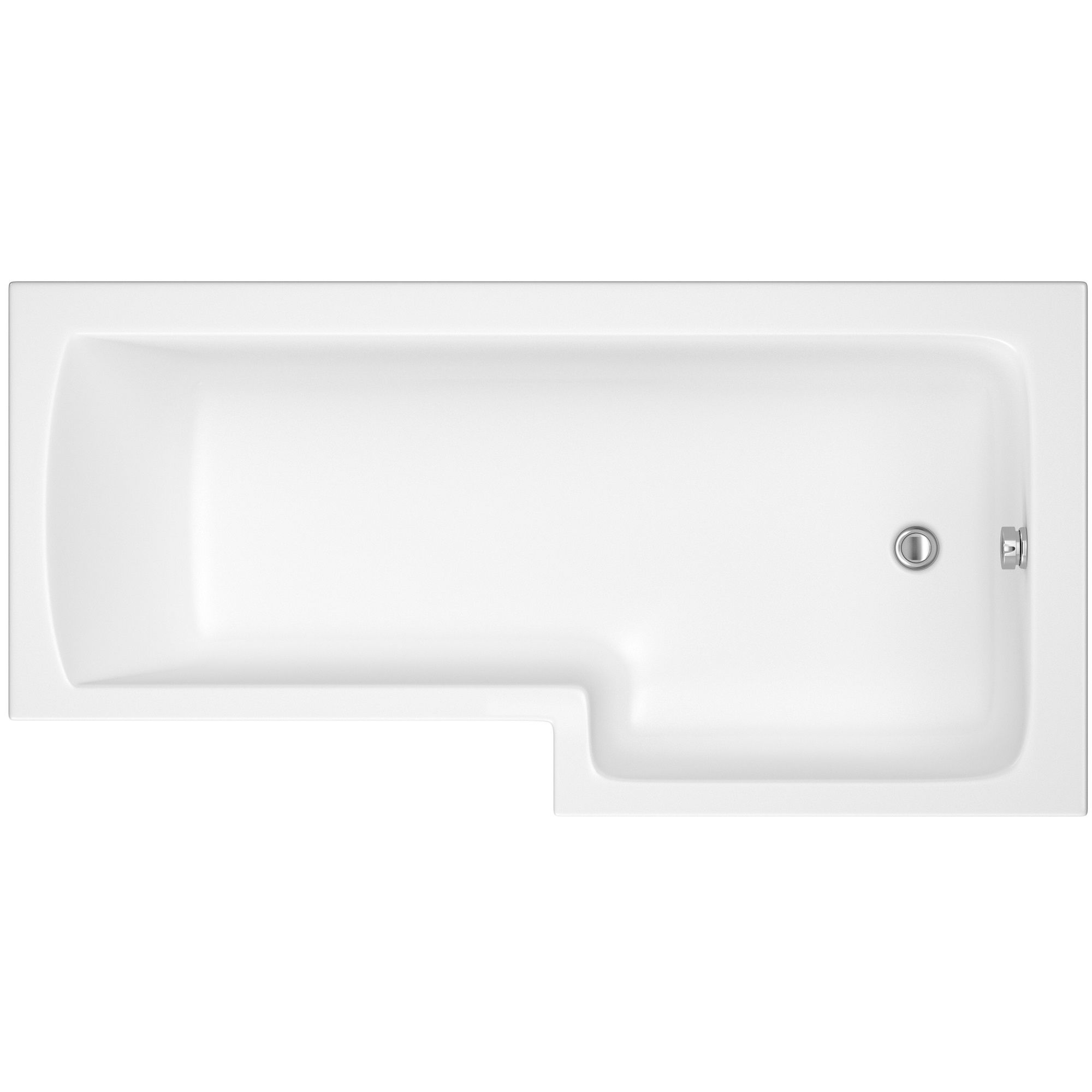 Cooke & Lewis Solarna White L-shaped Right-handed Shower Bath, panel & screen set