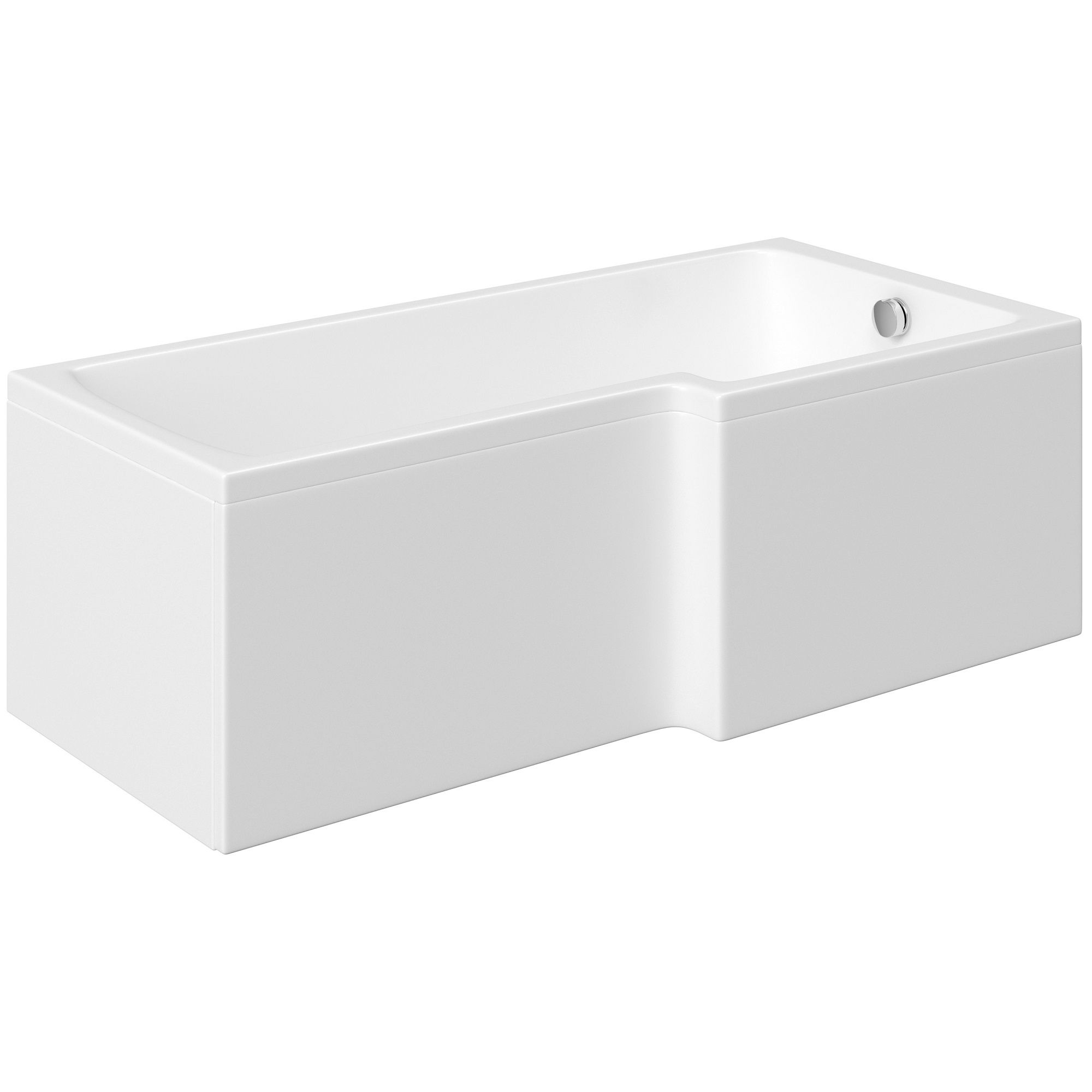 Cooke & Lewis Solarna White L-shaped Shower RH Bath (L)150cm (W)85cm