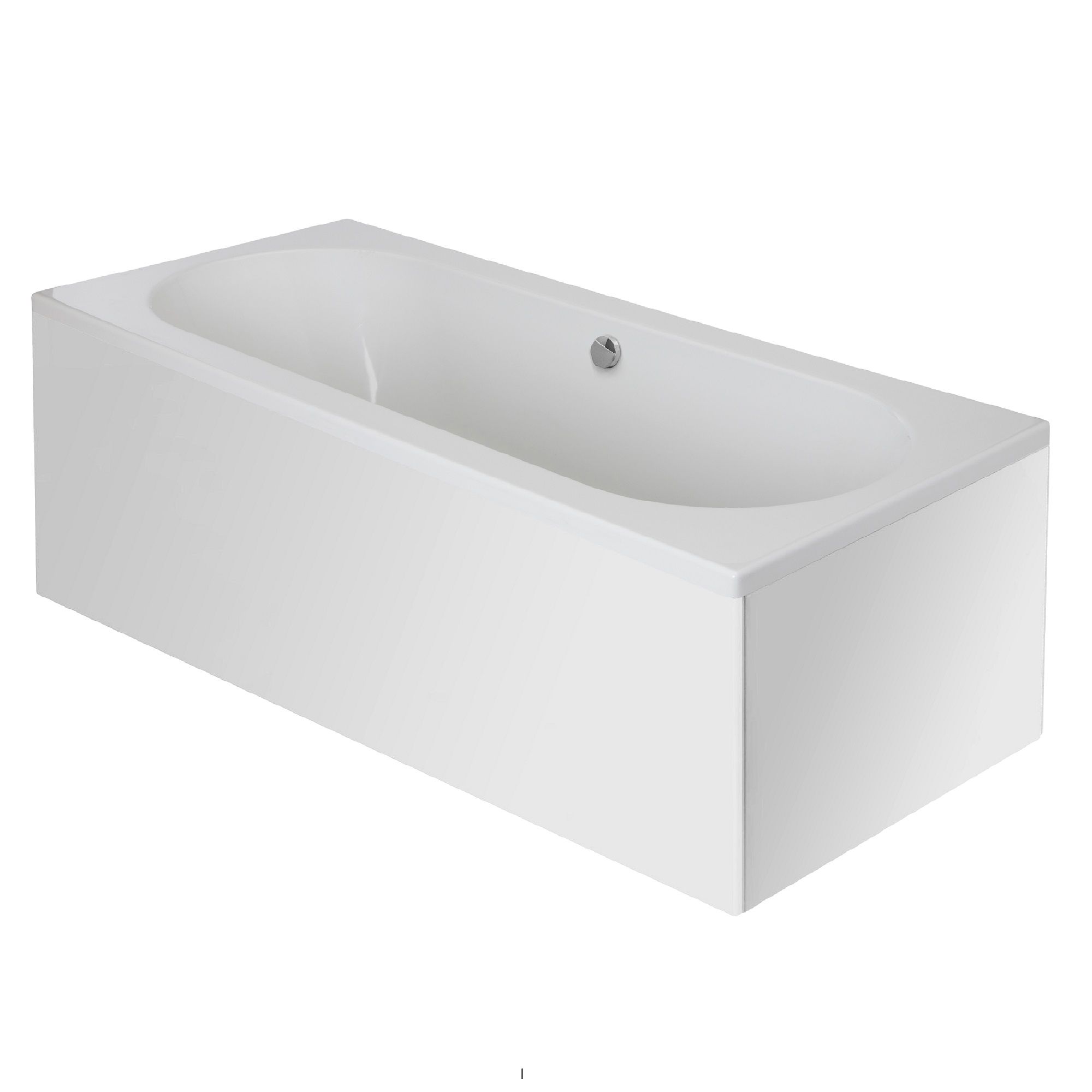 Cooke & Lewis Sovana White Rectangular Straight Bath & air spa set with 12 jets (L)1700mm