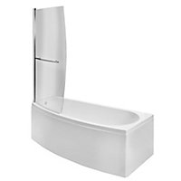 Cooke & Lewis Spacesaver Acrylic Left-handed Oval White Shower 0 tap hole Bath (L)1690mm (W)690mm