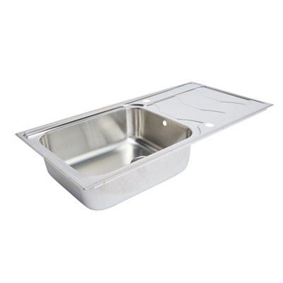Cooke & Lewis Stainless steel 1 Bowl Sink, tap & waste kit