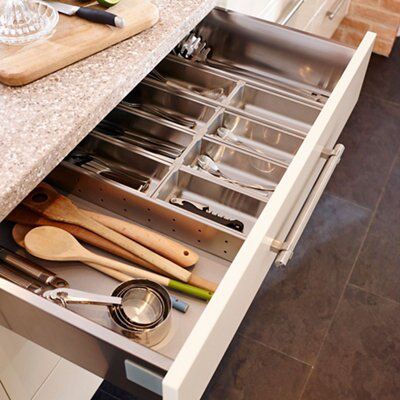 Cooke & Lewis Stainless steel Utensil tray, (H)600mm