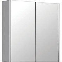 Cooke & Lewis Tobique Matt Light grey Double door Mirrored Cabinet (W)594mm