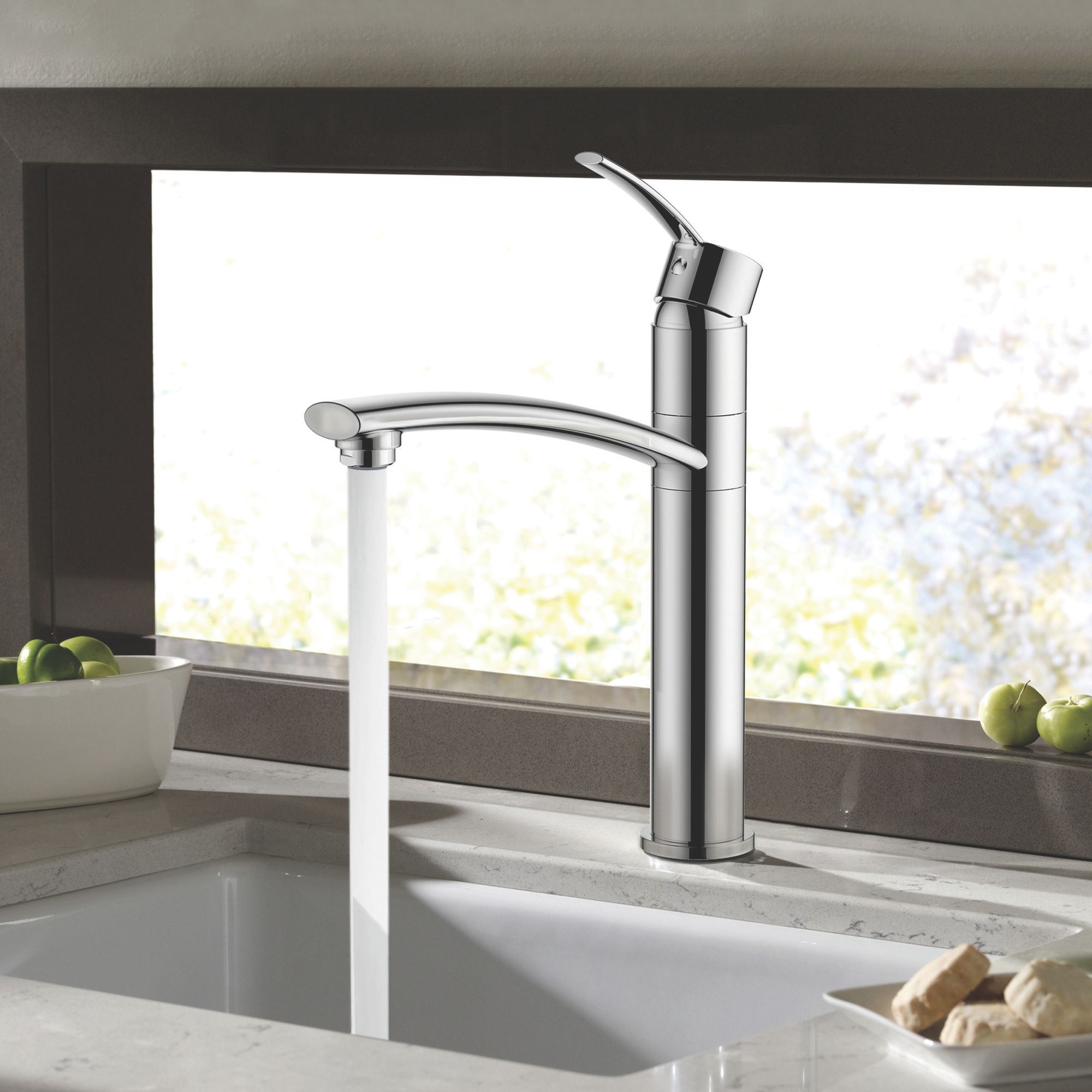 Cooke & Lewis Tolmer Chrome effect Kitchen Top lever Tap