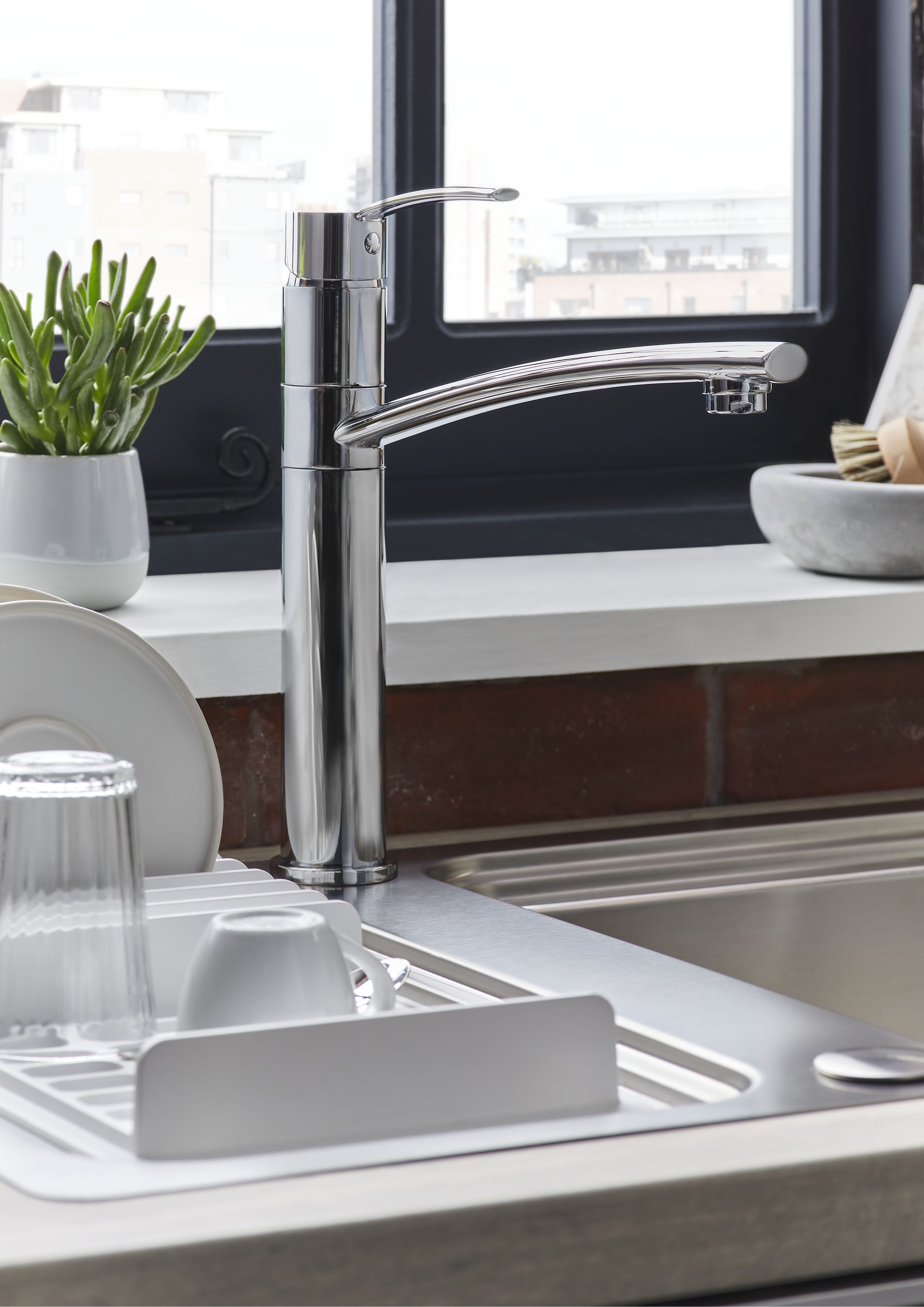 Cooke & Lewis Tolmer Chrome effect Kitchen Top lever Tap