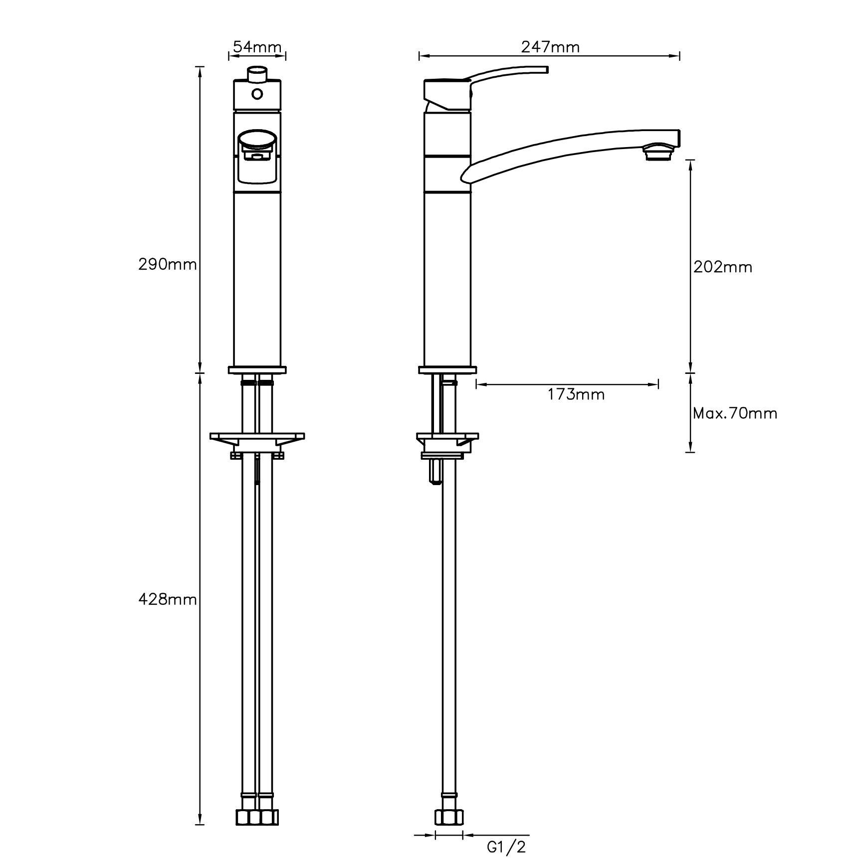 Cooke & Lewis Tolmer Matt Black Kitchen Top lever Tap