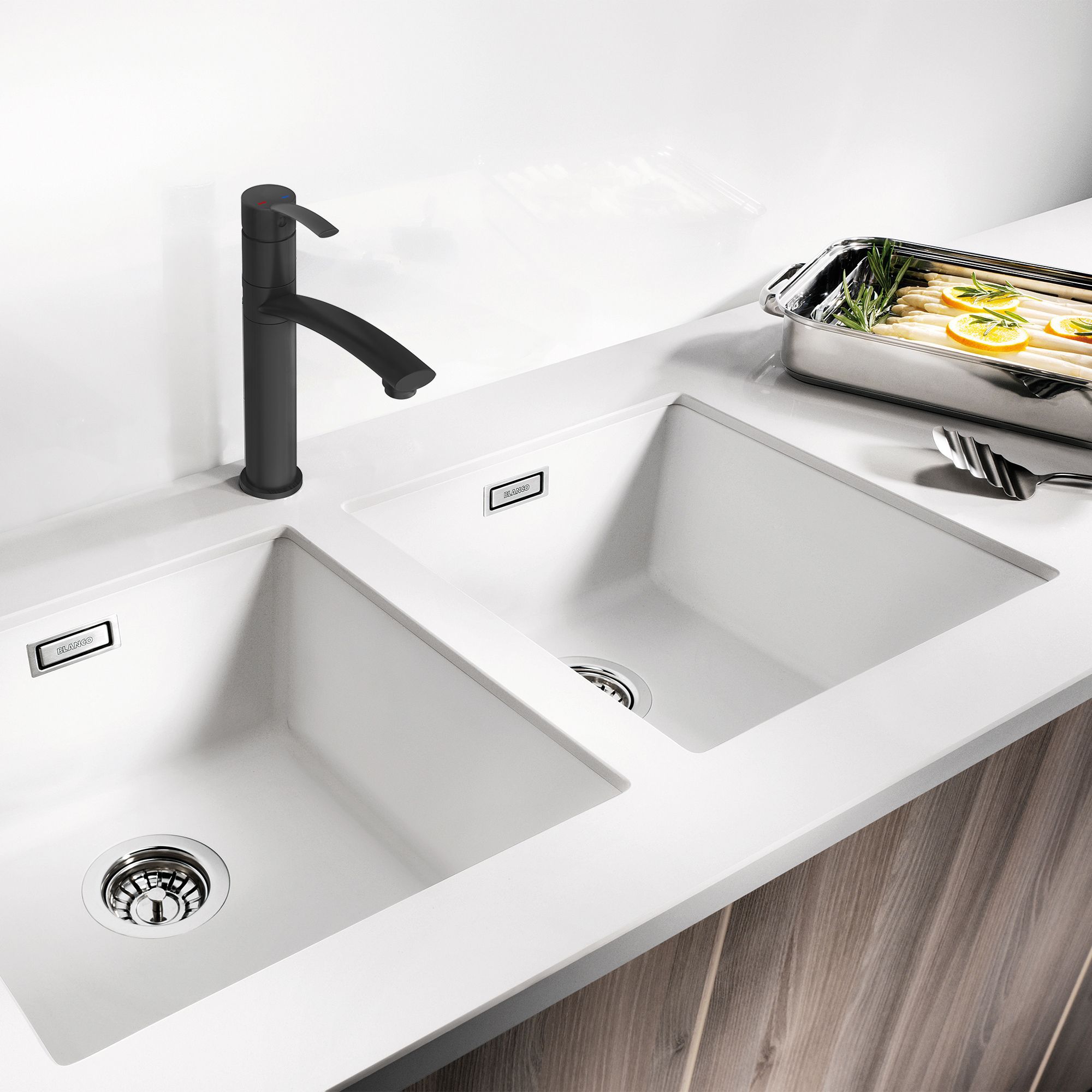 Cooke & Lewis Tolmer Matt Black Kitchen Top lever Tap