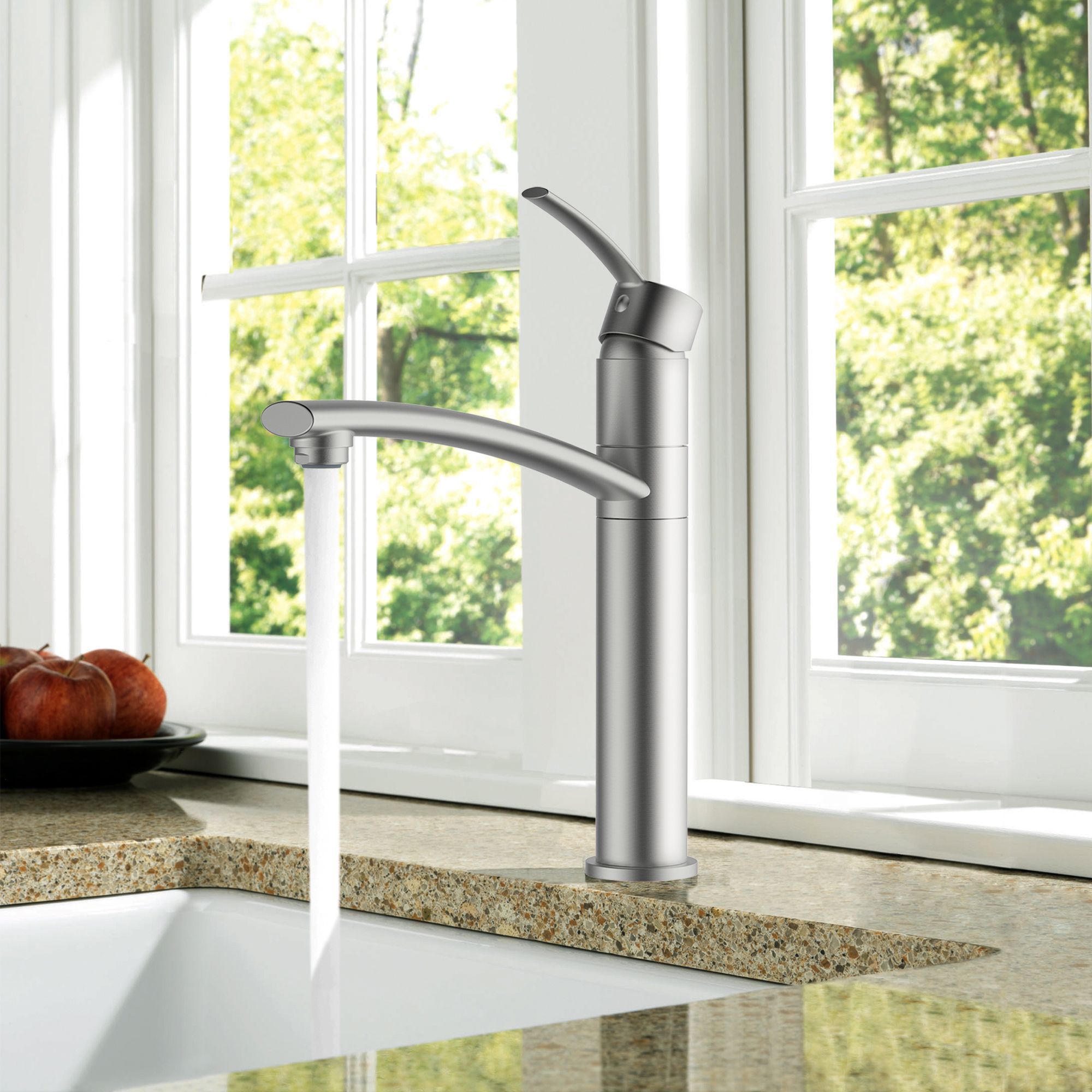 Cooke & Lewis Tolmer Nickel effect Kitchen Top lever Tap