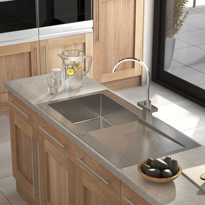Cooke & Lewis Vetta Polished Stainless steel 1 Bowl Sink & drainer