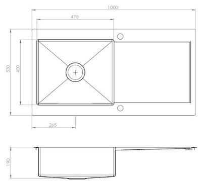Cooke & Lewis Vetta Polished Stainless steel 1 Bowl Sink & drainer