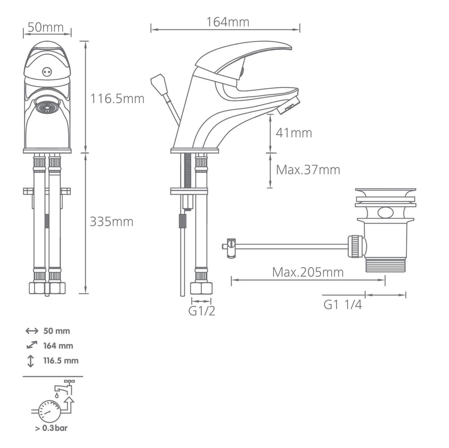 Cooke & Lewis Wave 1 Lever Mini Basin Mixer Tap | DIY At B&Q