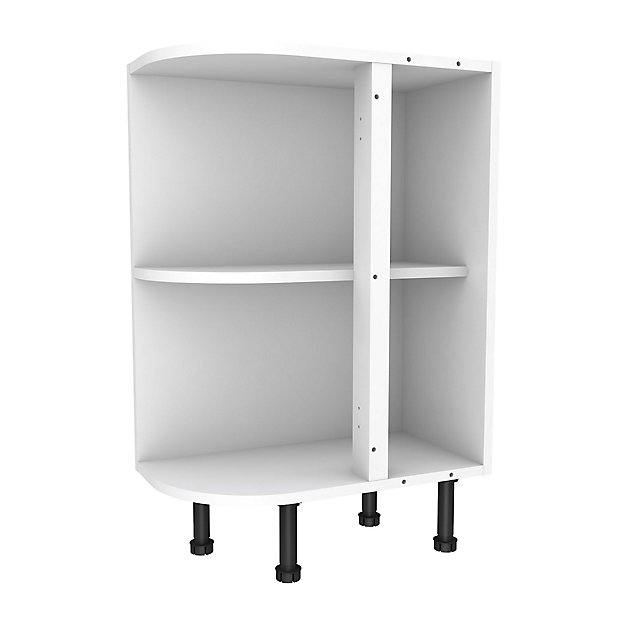 Lewis White Curved End Base Cabinet, Black Bookcase With Lower Cabinet