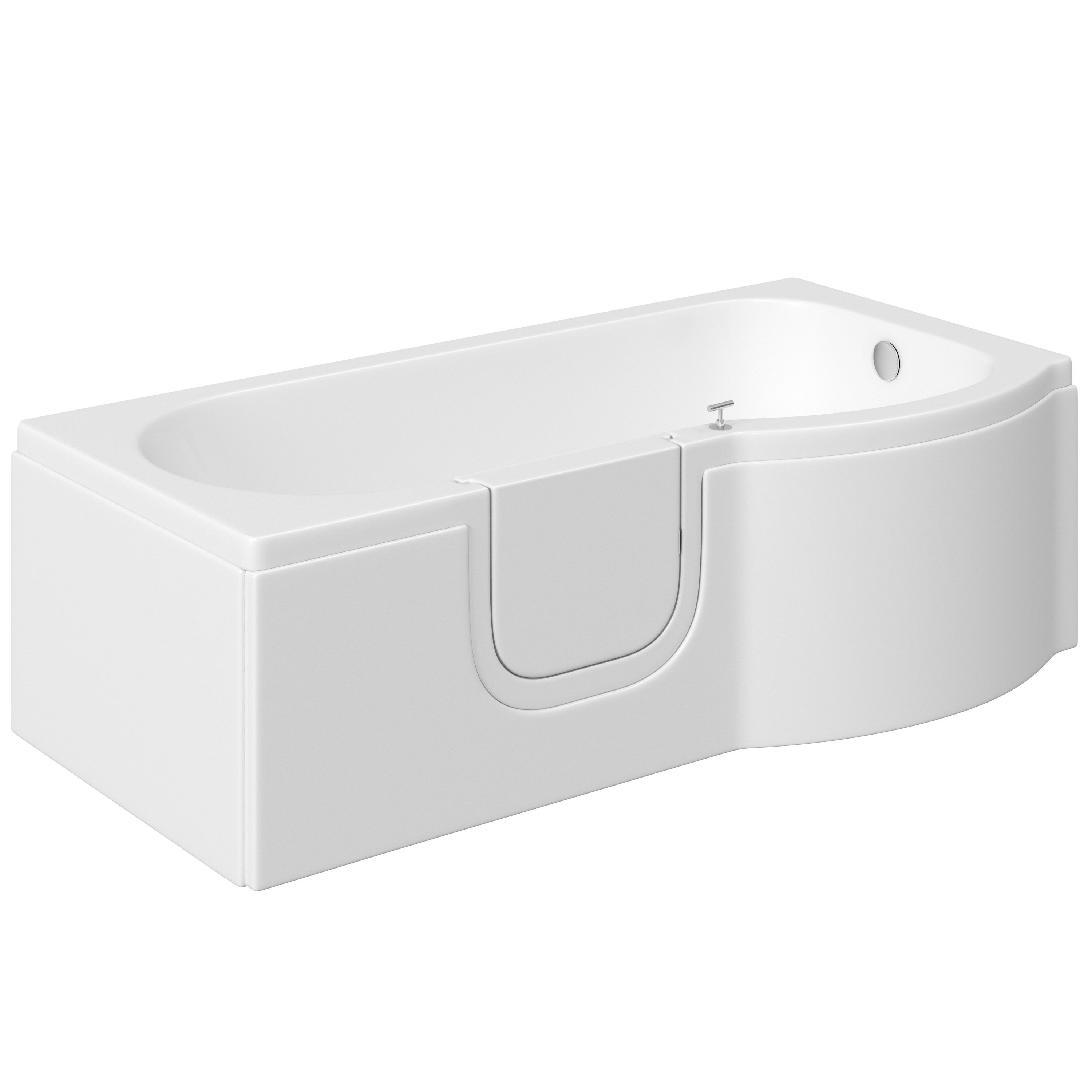 Cooke & Lewis White Easy-access Acrylic P-shaped Left-handed Shower Bath (L)1675mm (W)850mm