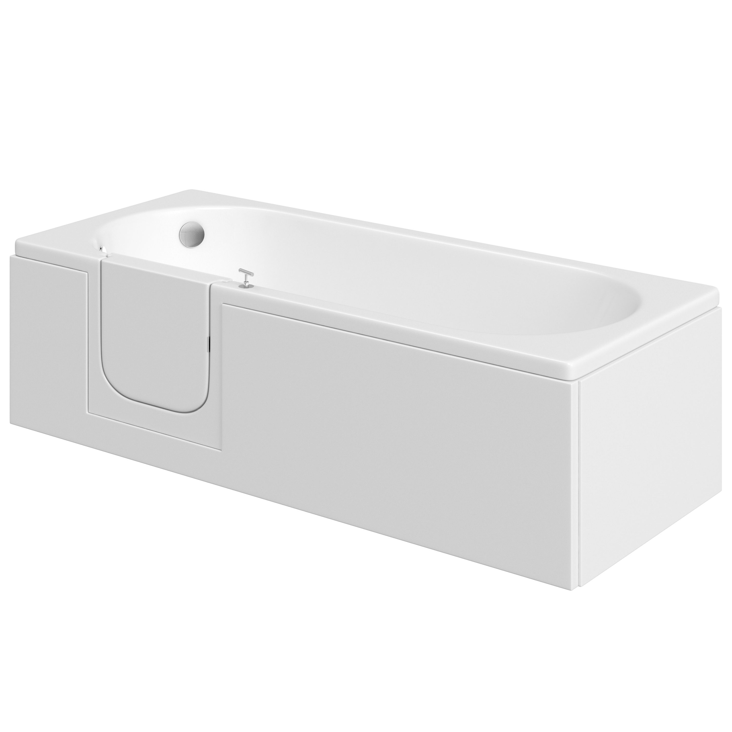 Cooke & Lewis White Rectangular Left-handed Easy-access Bath with 0 Tap holes (L)170cm (W)70cm