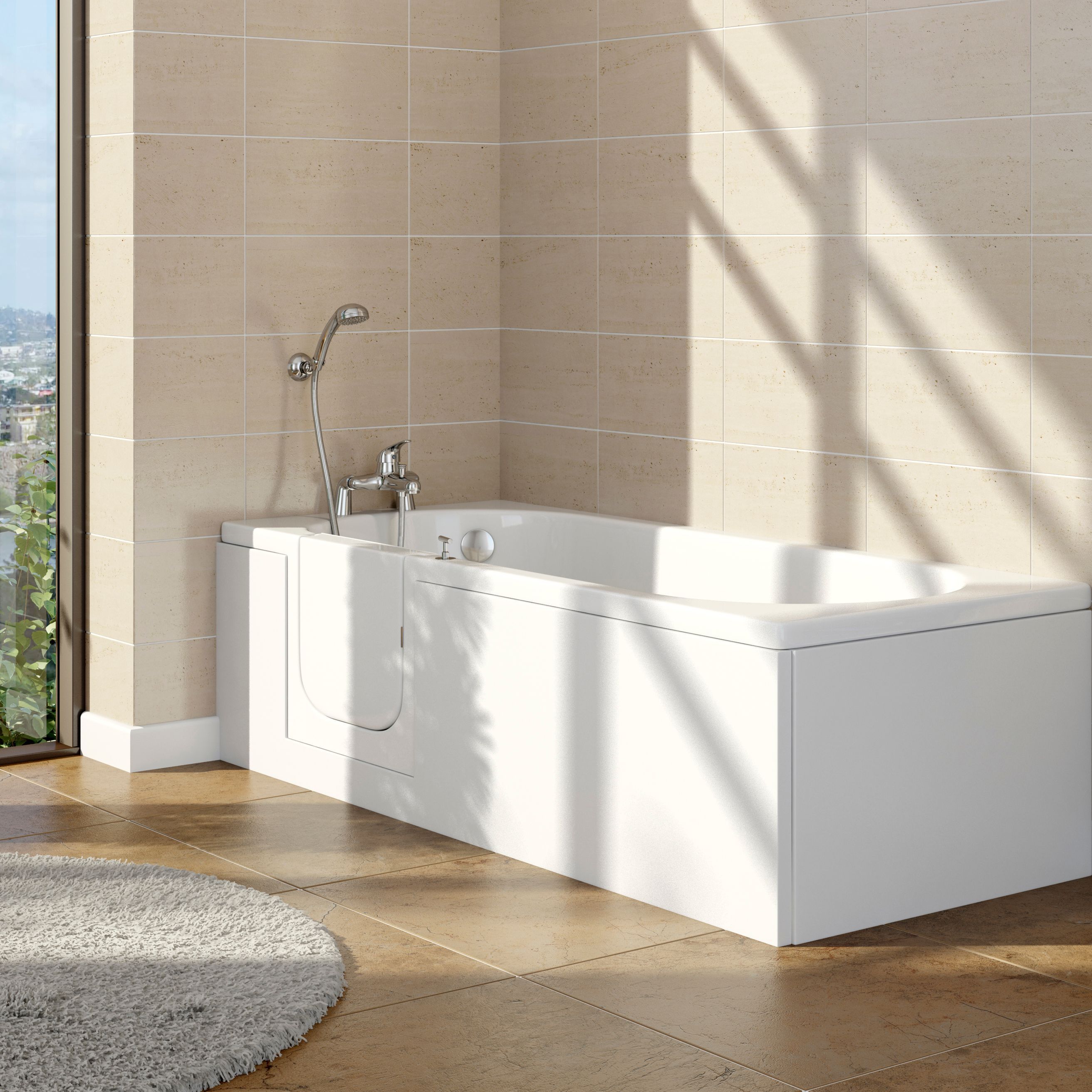 Cooke & Lewis White Rectangular Right-handed Easy-access Bath with 0 Tap holes (L)170cm (W)70cm