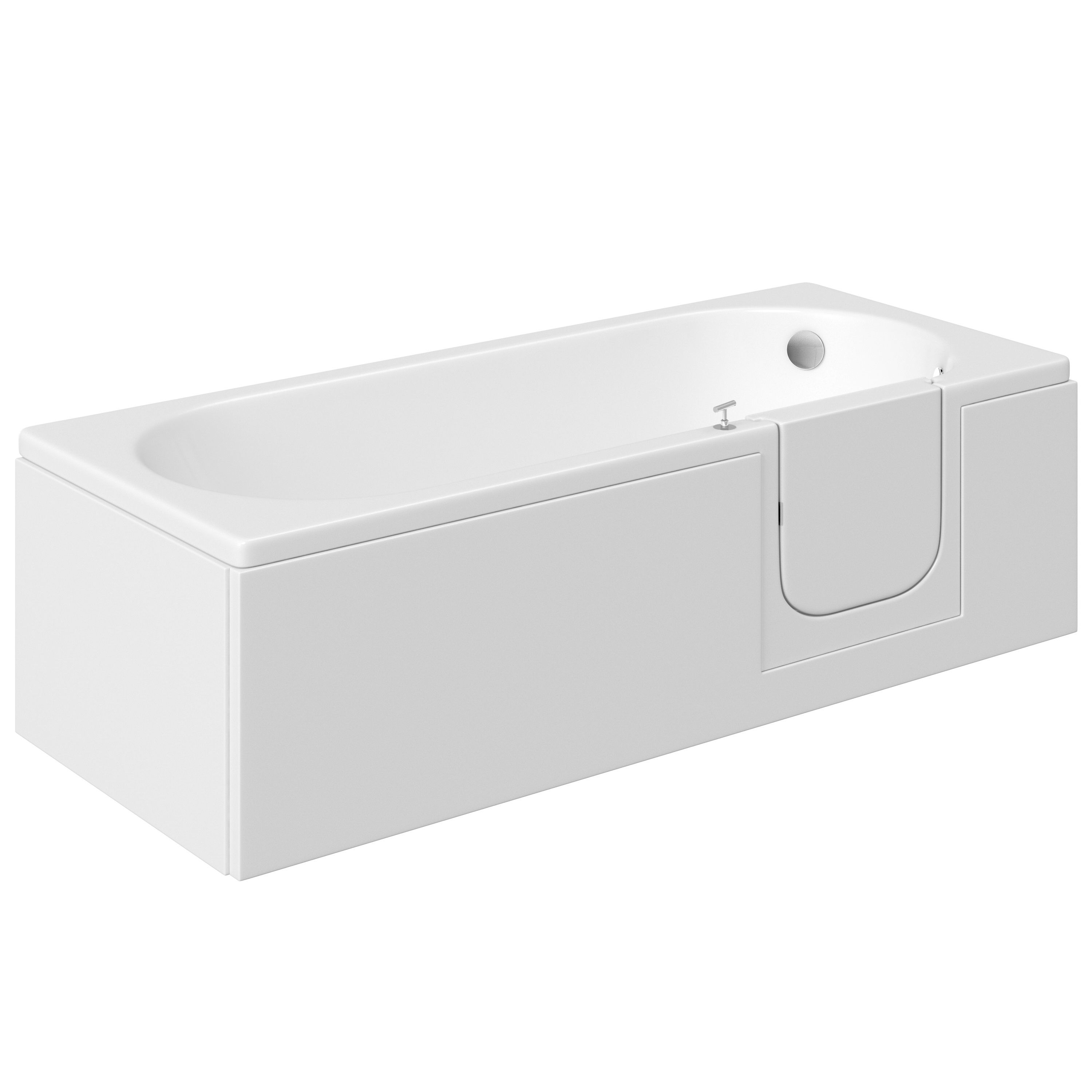 Cooke & Lewis White Rectangular Right-handed Easy-access Bath with 0 Tap holes (L)170cm (W)70cm