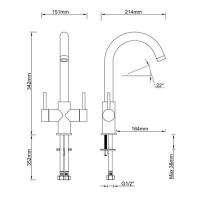 Cooke & Lewis Zale Chrome effect Kitchen Monobloc Tap