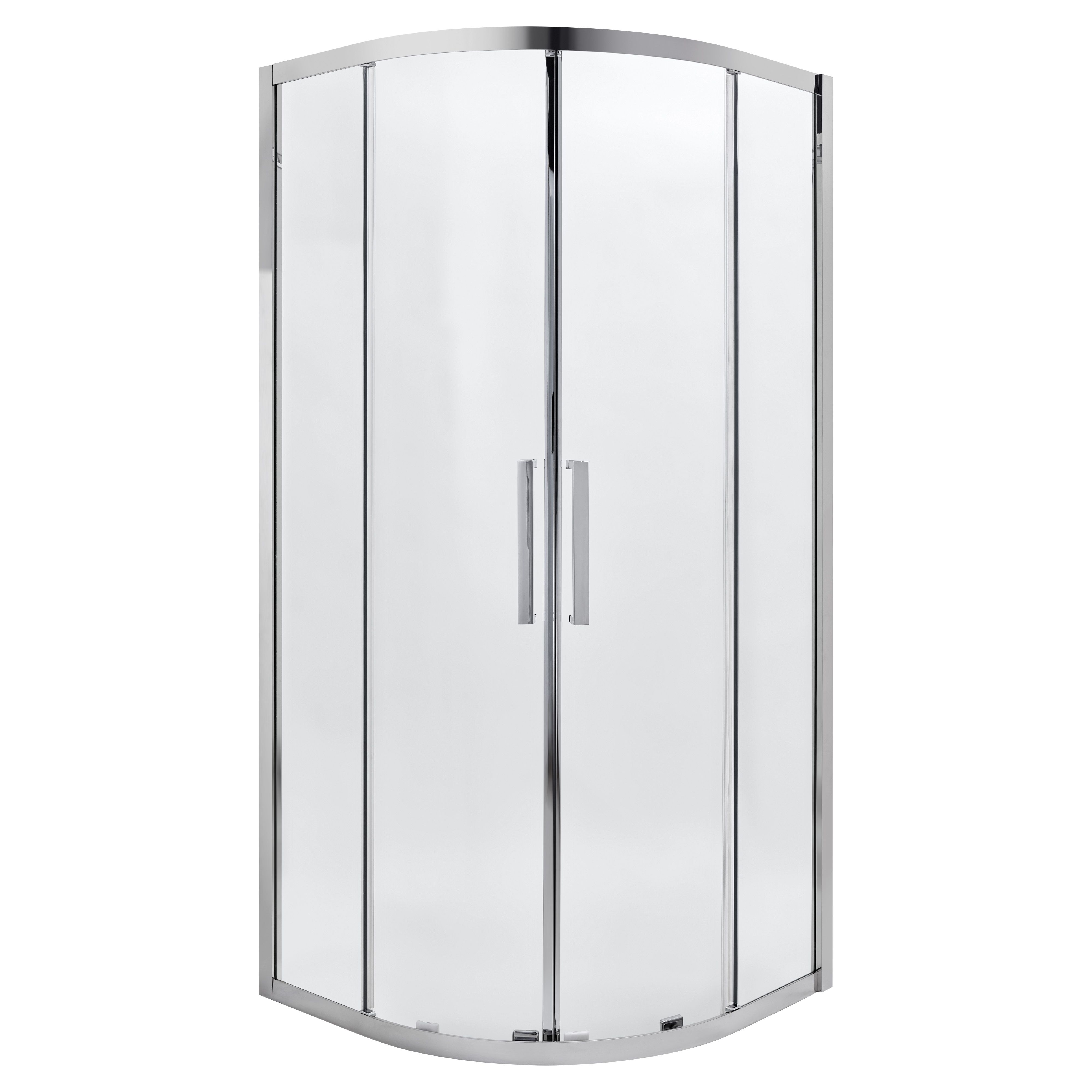Cooke & Lewis Zilia Clear Silver effect Quadrant Shower enclosure - Corner entry double sliding door (W)90cm