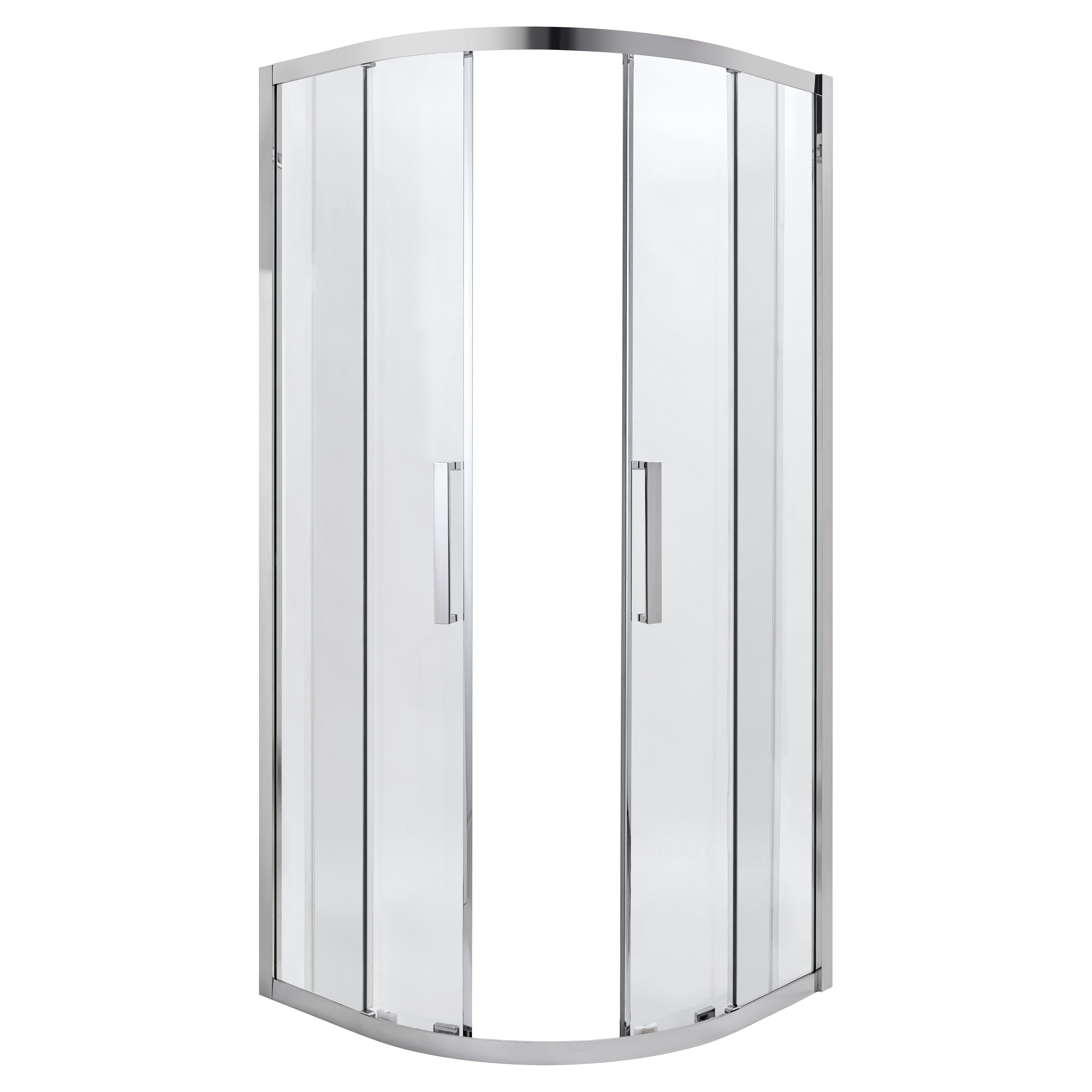Cooke & Lewis Zilia Clear Silver effect Quadrant Shower enclosure - Corner entry double sliding door (W)90cm