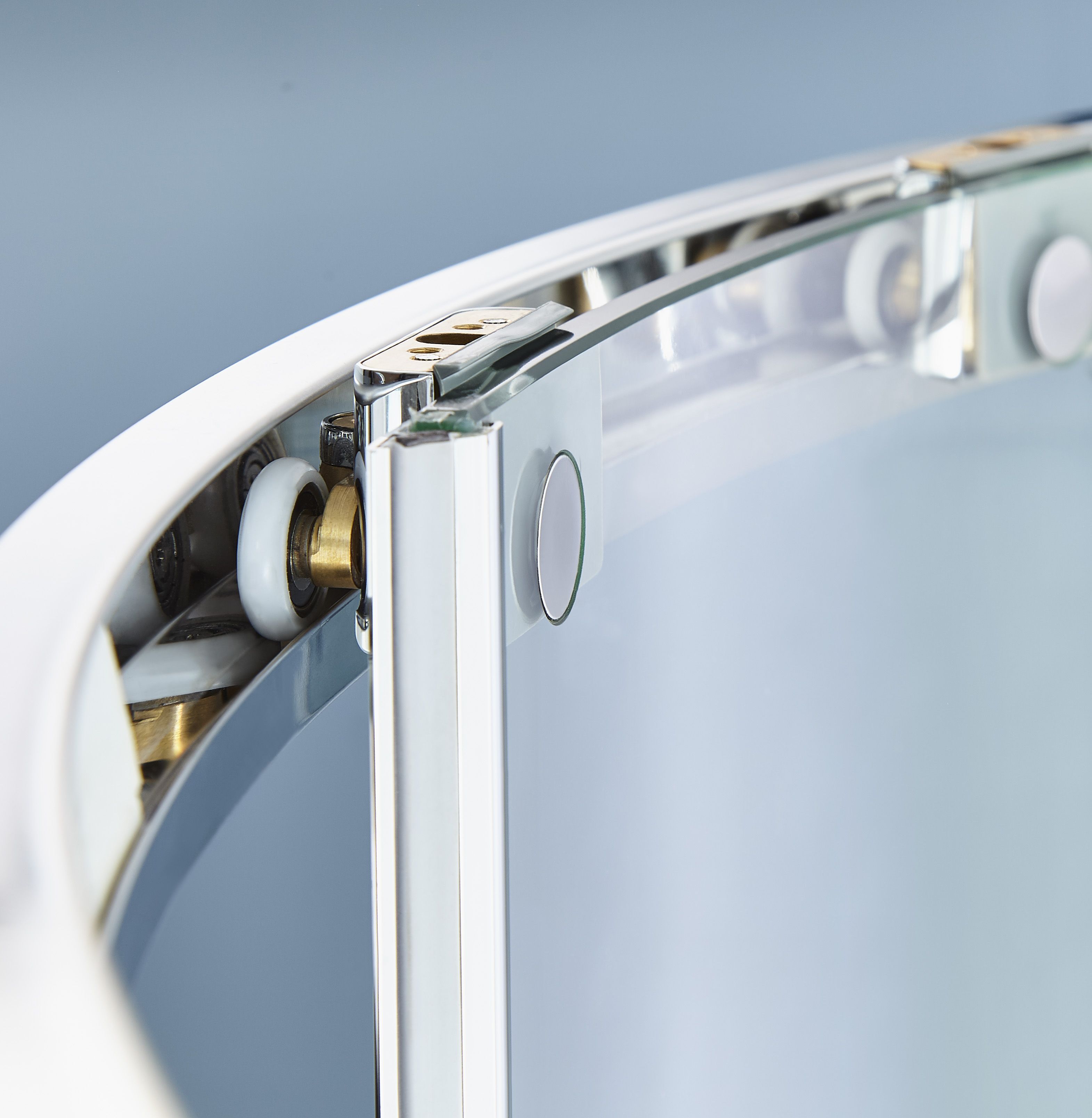 Cooke & Lewis Zilia Clear Silver effect Quadrant Shower enclosure - Corner entry double sliding door (W)90cm