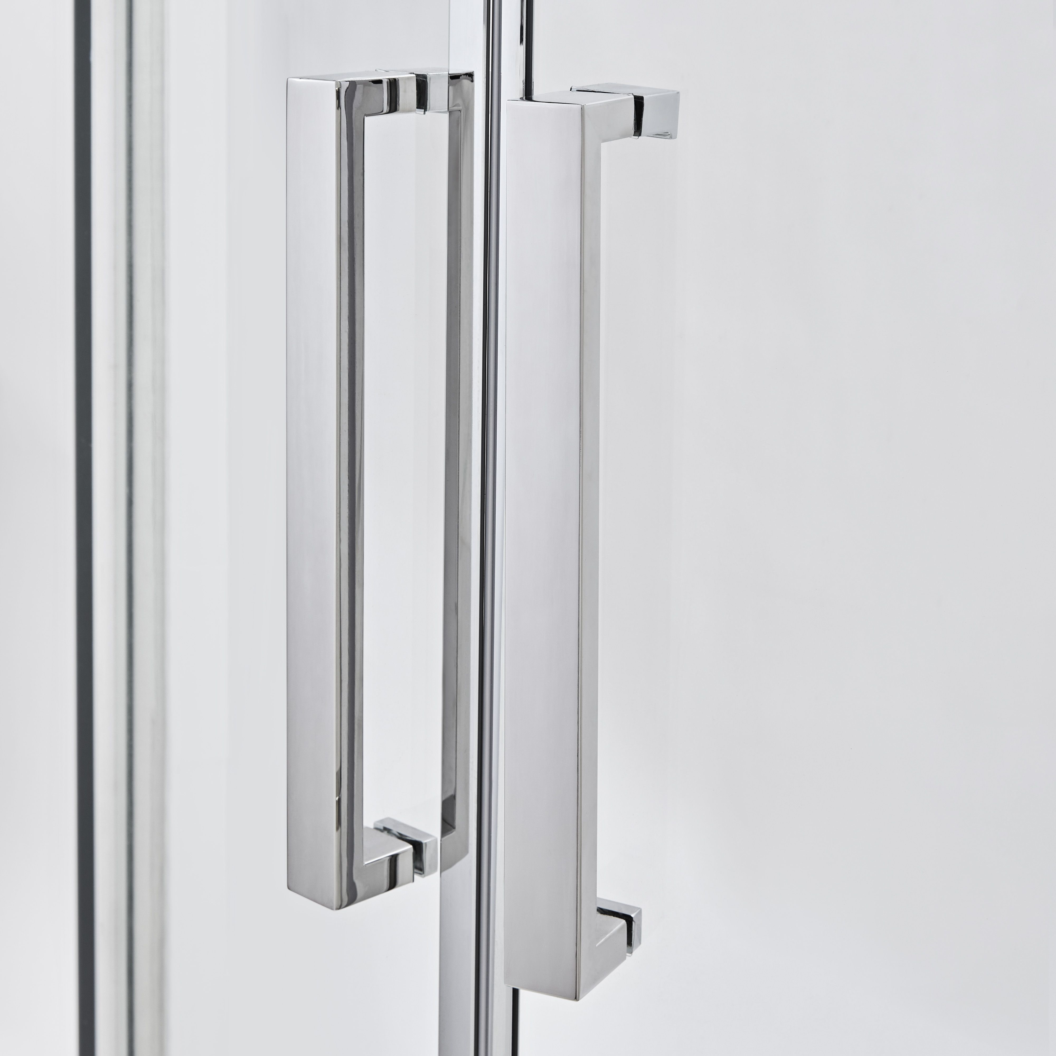 Cooke & Lewis Zilia Clear Silver effect Quadrant Shower enclosure - Corner entry double sliding door (W)90cm