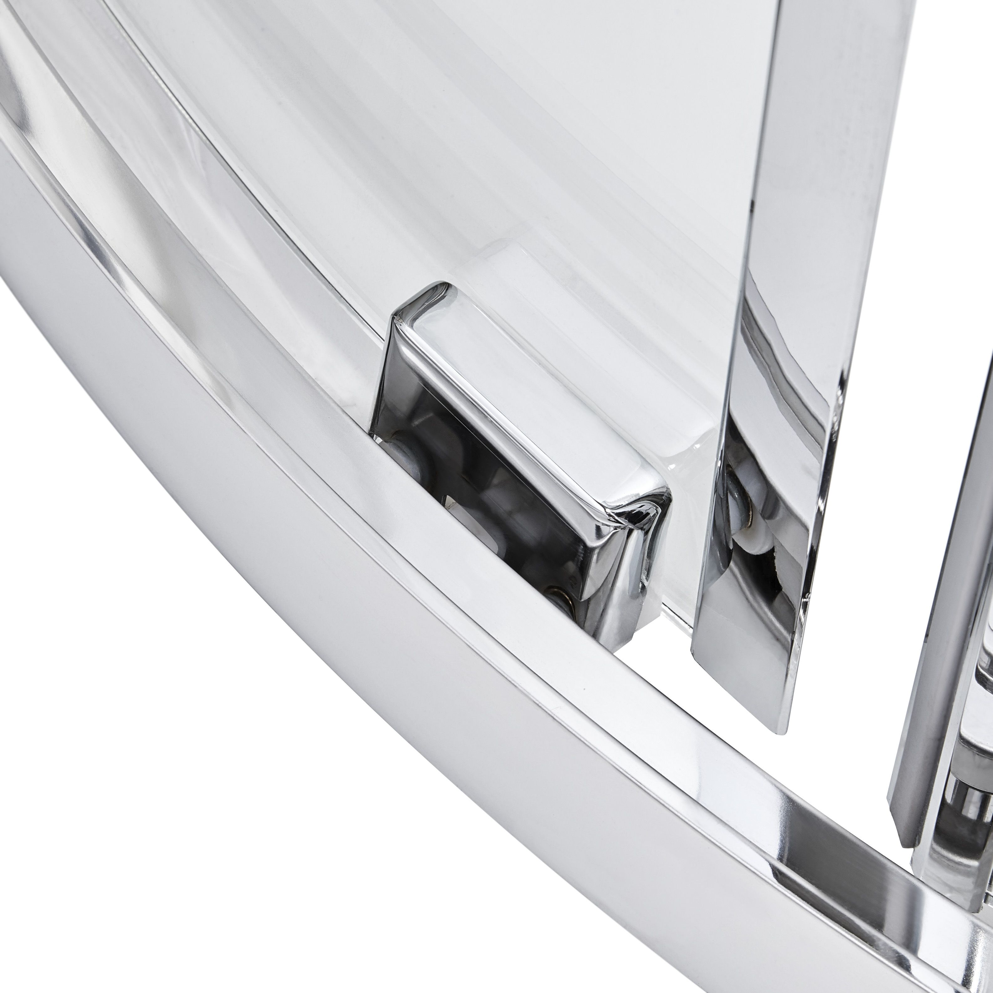 Cooke & Lewis Zilia Clear Silver effect Quadrant Shower enclosure - Corner entry double sliding door (W)90cm