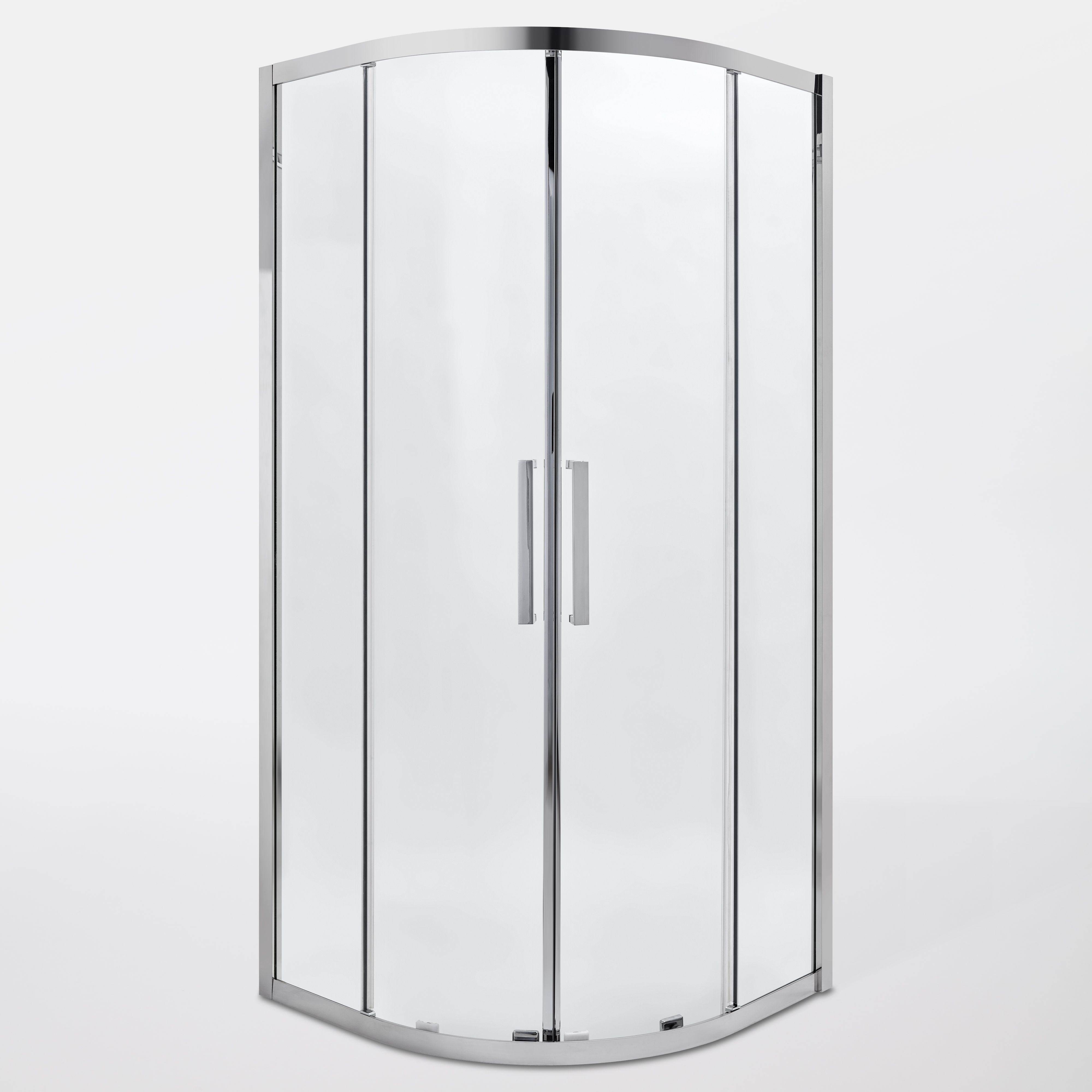 Cooke & Lewis Zilia Clear Silver effect Quadrant Shower enclosure - Corner entry double sliding door (W)90cm