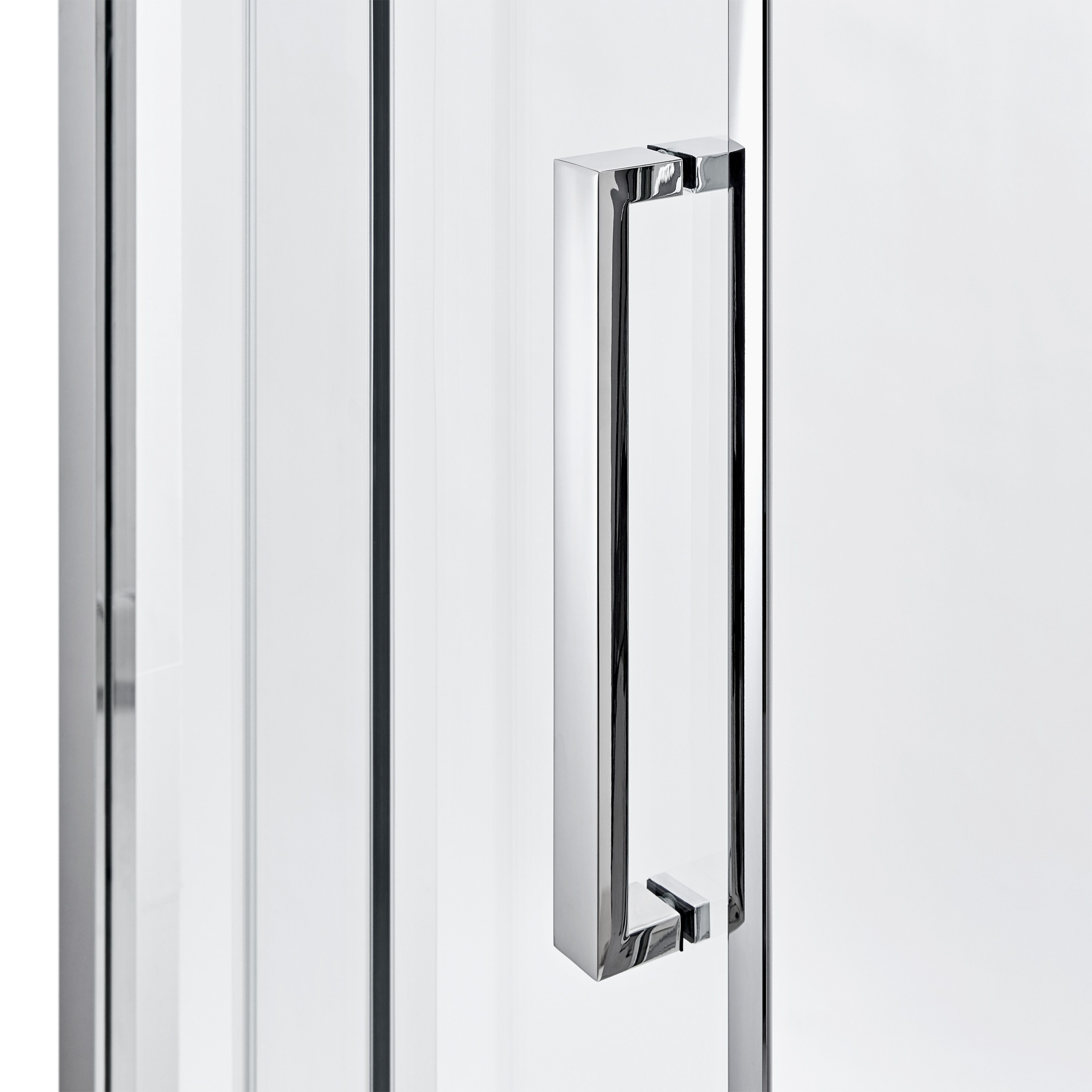 Cooke & Lewis Zilia Clear Silver effect Square Shower enclosure - Corner entry double sliding door (W)76cm