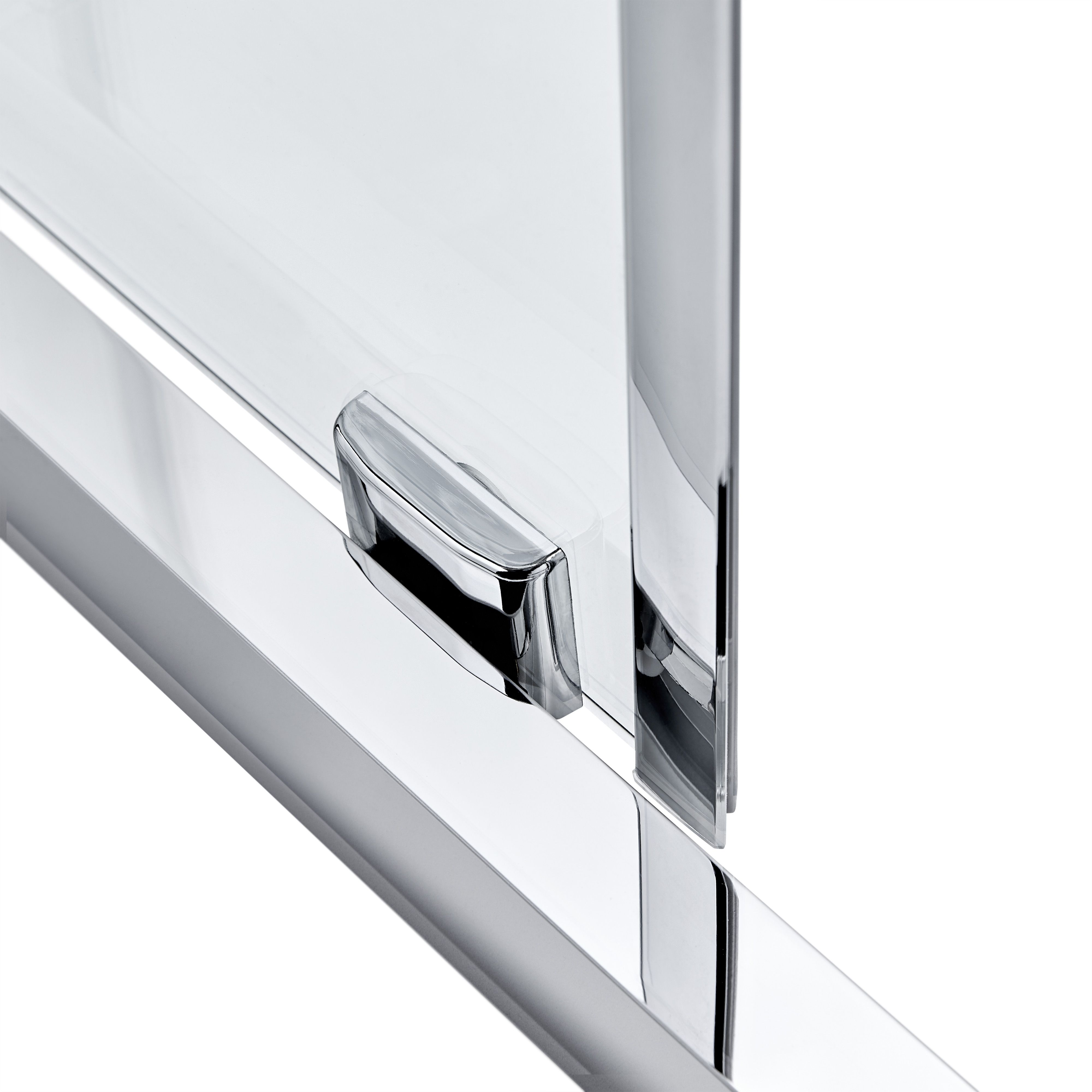 Cooke & Lewis Zilia Clear Silver effect Square Shower enclosure - Corner entry double sliding door (W)76cm