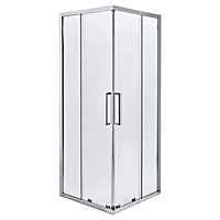 Cooke & Lewis Zilia Clear Silver effect Square Shower enclosure - Sliding door (W)90cm