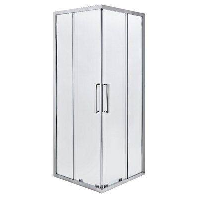 Cooke & Lewis Zilia Clear Silver effect Square Shower enclosure - Sliding door (W)90cm
