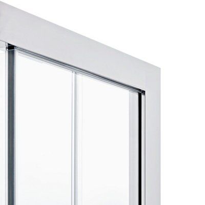 Cooke & Lewis Zilia Clear Silver effect Square Shower enclosure - Sliding door (W)90cm