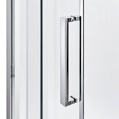 Cooke & Lewis Zilia Clear Silver effect Square Shower enclosure - Sliding door (W)90cm