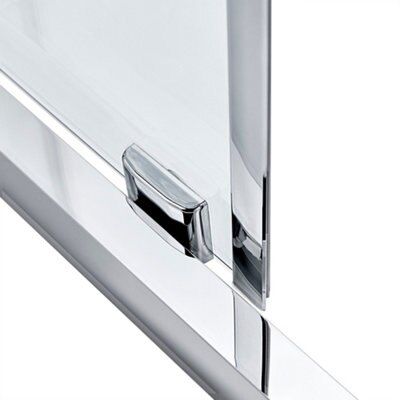 Cooke & Lewis Zilia Clear Silver effect Square Shower enclosure - Sliding door (W)90cm
