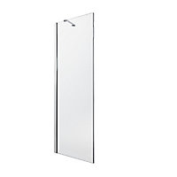 Cooke & Lewis Zilia Stainless steel Clear No design Walk-in Wet room glass screen (H)200cm (W)8cm