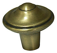 Cooke & Lewis Zinc alloy Brass effect Round Fleur de lys Furniture Knob (Dia)30.5mm