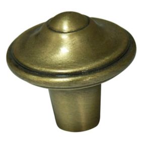 Cooke & Lewis Zinc alloy Brass effect Round Fleur de lys Furniture Knob (Dia)30.5mm