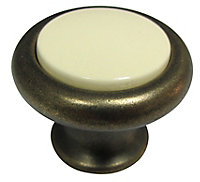 Cooke & Lewis Zinc alloy Bronze & ivory effect Round Cabinet Knob (Dia)38.8mm