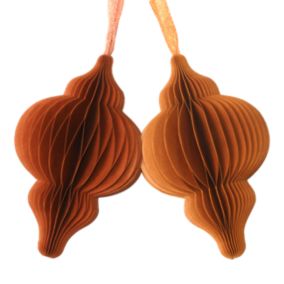 Copper effect Paper Drop Hanging decoration set, Set of 2