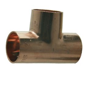 Copper End feed Tee (Dia) 15mm x 15mm x 15mm, Pack of 10