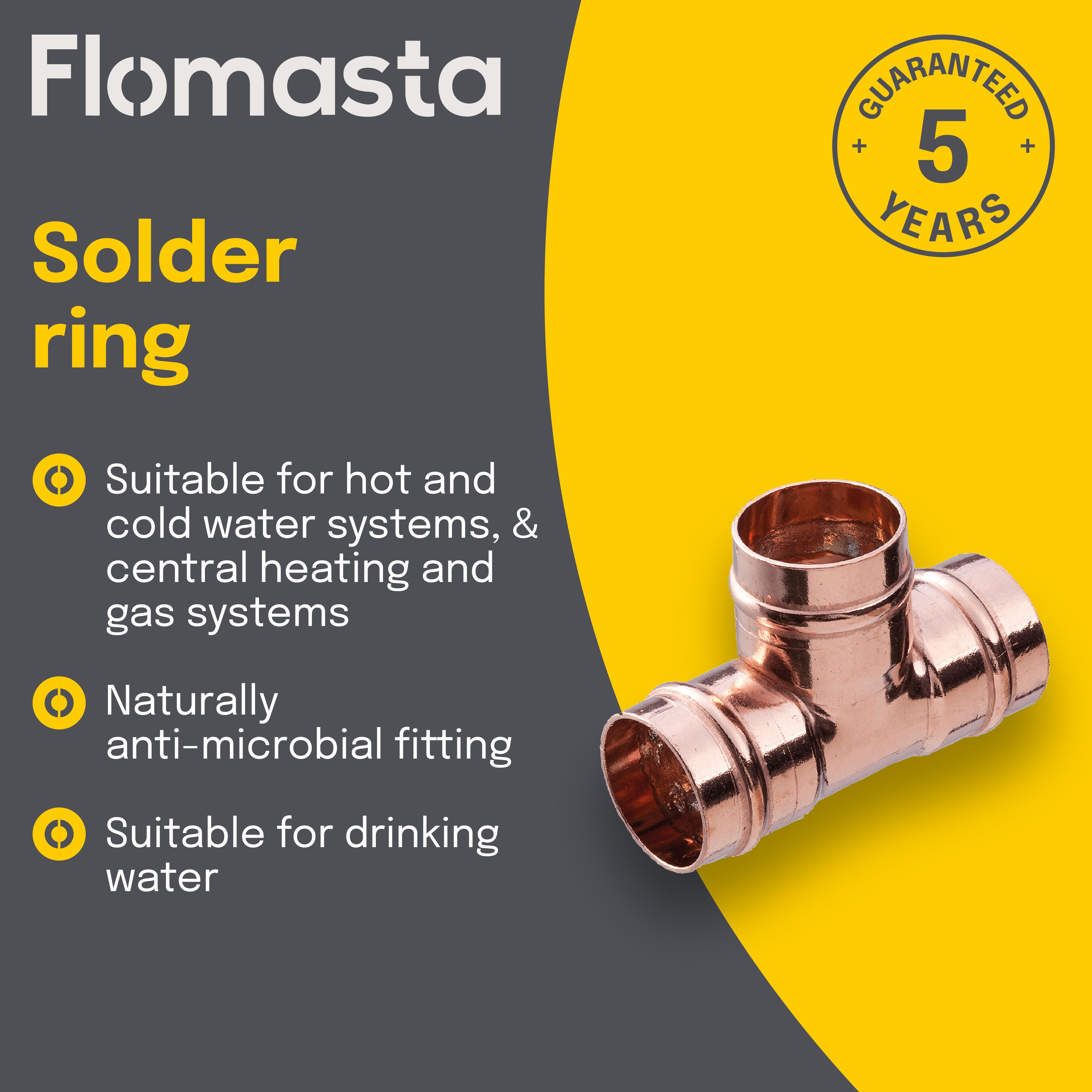 Copper Solder ring Equal Tee (Dia) 28mm x 28mm x 28mm