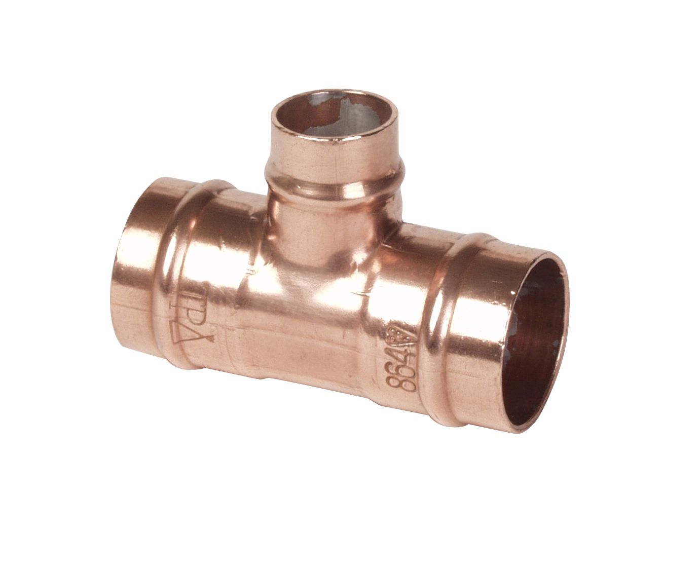 Copper Solder ring Reducing Tee (Dia) 22mm x 22mm x 15mm