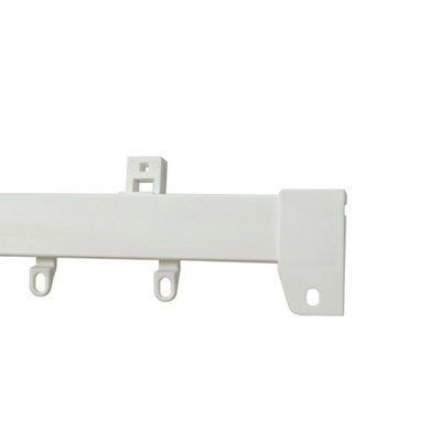 Corded White Fixed Curtain track, (L)2.1m