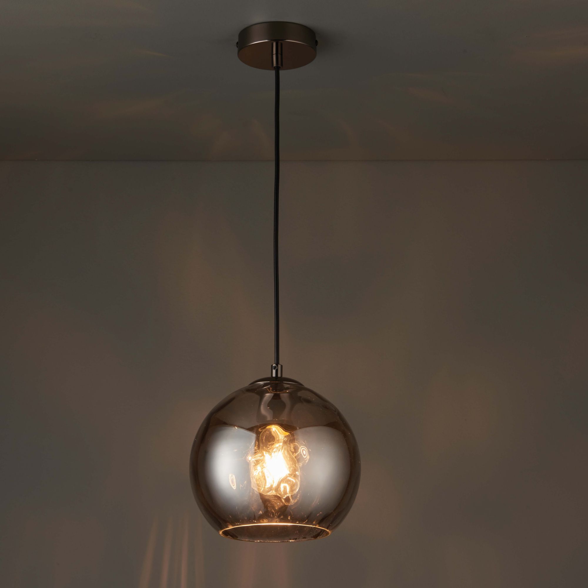 Corden Round Pendant Glass & steel Black Ceiling light | DIY at B&Q